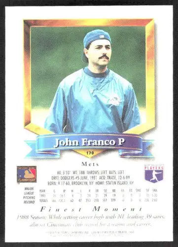 1994 Topps Finest #170 John Franco NM Near Mint Mets ID:82848 - Baseball Card Single