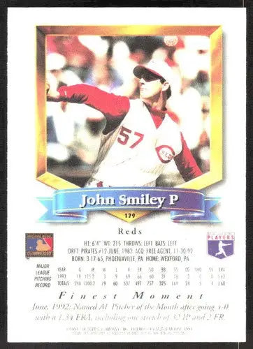 1994 Topps Finest #179 John Smiley NM Near Mint Reds ID:82850 - Baseball Card Single