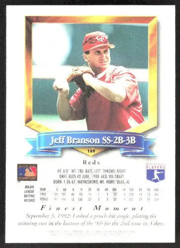 1994 Topps Finest #189 Jeff Branson NM Near Mint Reds ID:82855 - Baseball Card Single