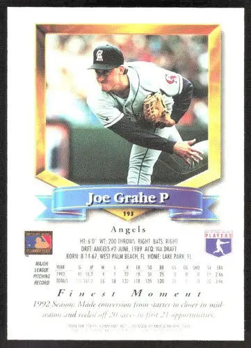 1994 Topps Finest #193 Joe Grahe NM Near Mint Angels ID:82858 - Baseball Card Single