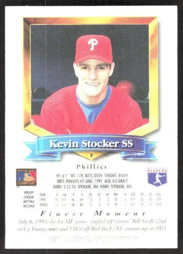 1994 Topps Finest #2 Kevin Stocker NM Near Mint Phillies FIN ID:82738 - Baseball Card Single