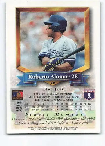 1994 Topps Finest #205 Roberto Alomar NM-MT Blue Jays FIN ID:61491 - Baseball Card Single