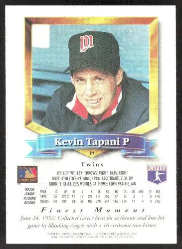 1994 Topps Finest #21 Kevin Tapani NM Near Mint Twins ID:82753 - Baseball Card Single