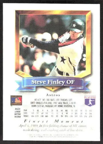 1994 Topps Finest #31 Steve Finley NM Near Mint Astros ID:82823 - Baseball Card Single
