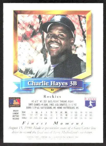 1994 Topps Finest #32 Charlie Hayes NM Near Mint Rockies ID:82824 - Baseball Card Single