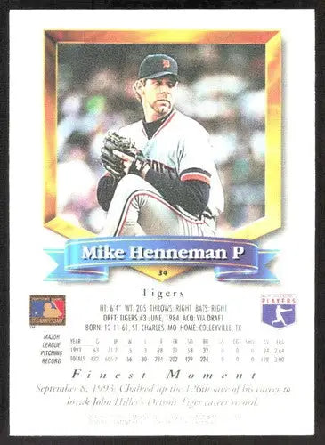 1994 Topps Finest #34 Mike Henneman NM Near Mint Tigers ID:82825 - Baseball Card Single