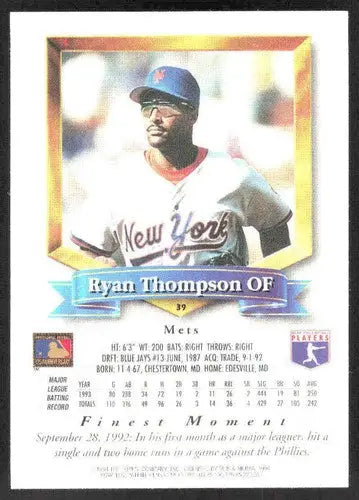 1994 Topps Finest #39 Ryan Thompson NM Near Mint Mets ID:82826 - Baseball Card Single
