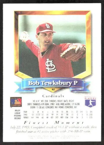 1994 Topps Finest #42 Bob Tewksbury NM Near Mint Cardinals ID:82828 - Baseball Card Single
