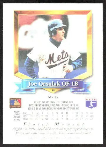 1994 Topps Finest #45 Joe Orsulak NM Near Mint Mets ID:82831 - Baseball Card Single