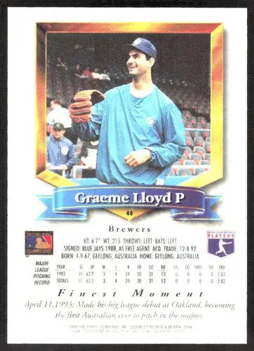1994 Topps Finest #48 Graeme Lloyd NM Near Mint Brewers ID:82834 - Baseball Card Single