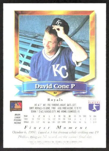 1994 Topps Finest #52 David Cone NM Near Mint Royals ID:82835 - Baseball Card Single