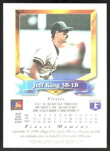 1994 Topps Finest #65 Jeff King NM Near Mint Pirates ID:82840 - Baseball Card Single