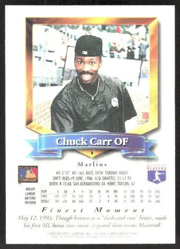 1994 Topps Finest #8 Chuck Carr NM Near Mint Marlins FIN ID:82742 - Baseball Card Single