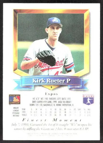 1994 Topps Finest #9 Kirk Rueter NM Near Mint Expos FIN ID:82743 - Baseball Card Single