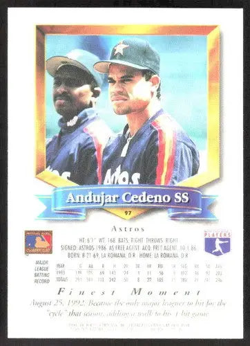 1994 Topps Finest #97 Andujar Cedeno NM Near Mint Astros ID:82843 - Baseball Card Single