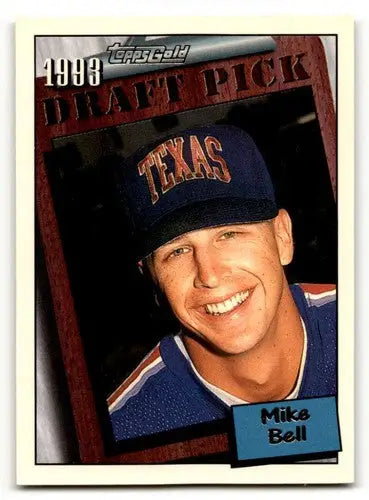 Original gloss Mike Bell Texas Rangers baseball card from 1994 Topps Gold series