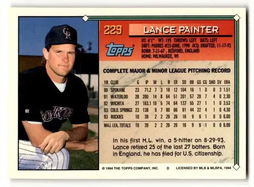 1994 Topps Gold #229 Lance Painter Colorado Rockies Baseball Cards E ID:59718 - Baseball Card Single