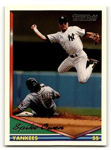Original gloss Spike Owen Yankees baseball card from 1994 Topps Gold #297