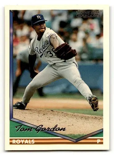 Original gloss Tom Gordon Kansas baseball card from 1994 Topps Gold Kansas City Royals