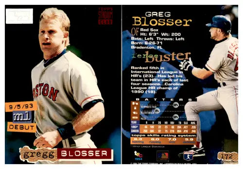 Gregg Blosser baseball card from 1994 Topps Stadium Club First Day Issue