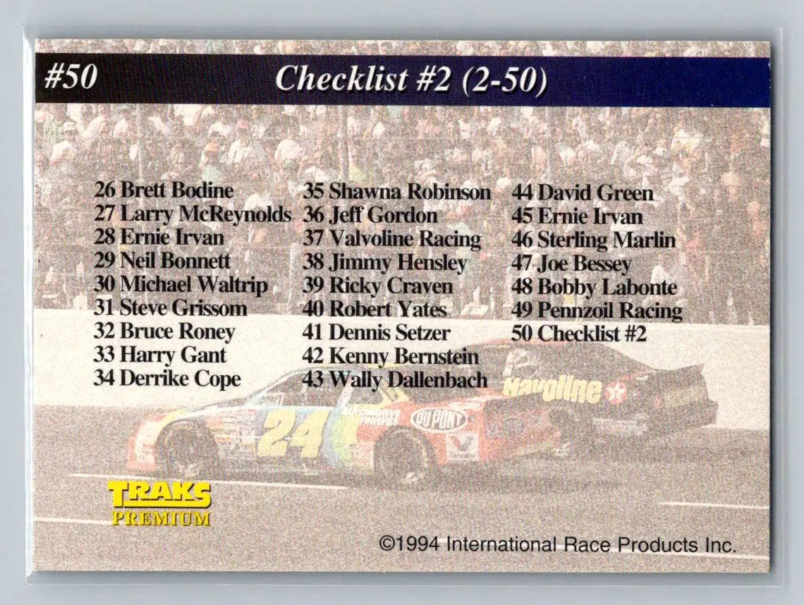 1994 Traks #50 Neil Bonnett - Racing Card Single