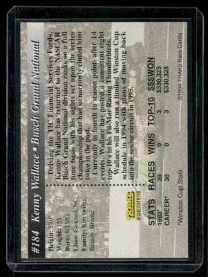 1994 Traks Premium Kenny Wallace #184 Auto Racing - Racing Card Single