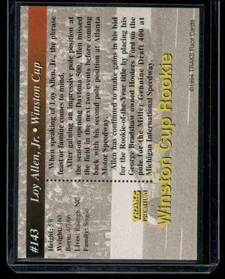 1994 Traks Premium Loy Allen Jr. #143 Auto Racing - Racing Card Single
