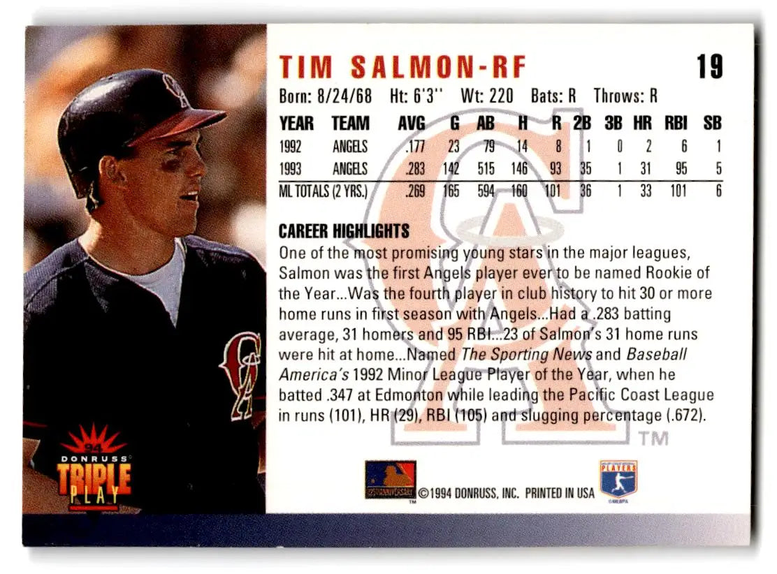 1994 Triple Play #19 Tim Salmon - Baseball Card Single