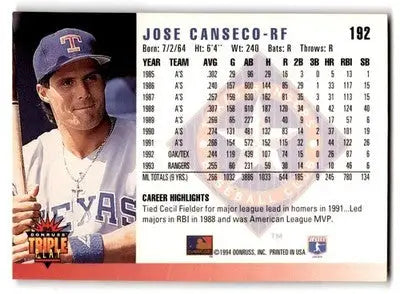1994 Triple Play #192 Jose Canseco - Baseball Card Single