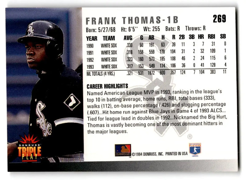 1994 Triple Play #269 Frank Thomas - Baseball Card Single