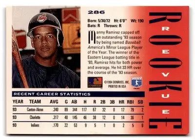 1994 Triple Play #286 Manny Ramirez - Baseball Card Single