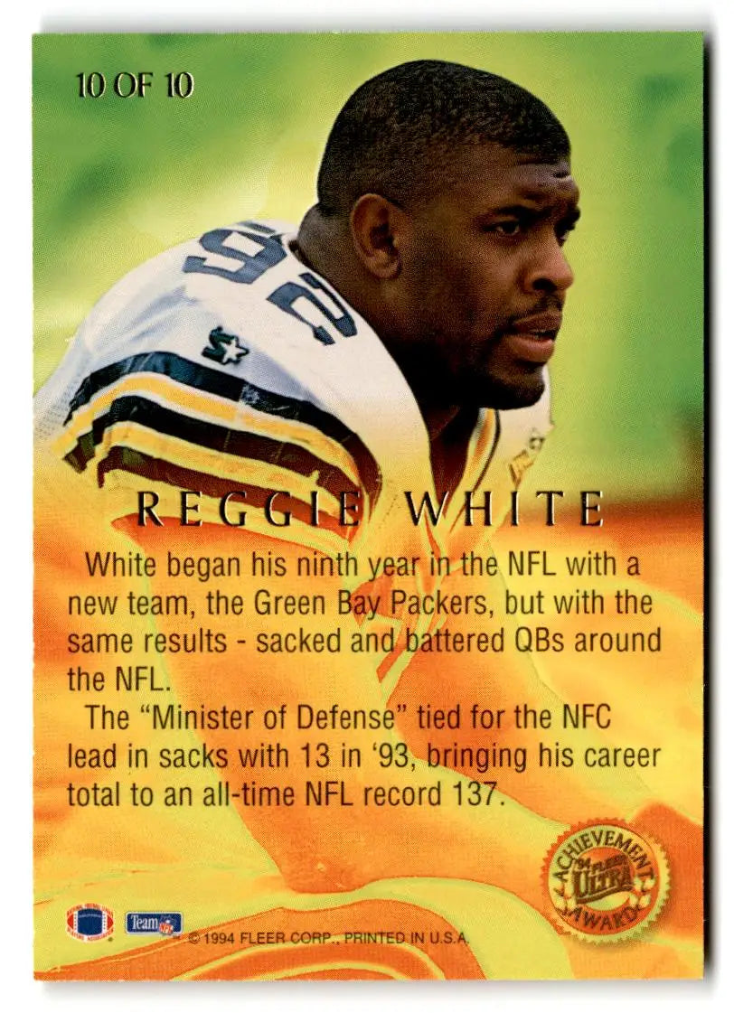 1994 Ultra #10 Reggie White Ultra Achievement Awards - Football Card Single