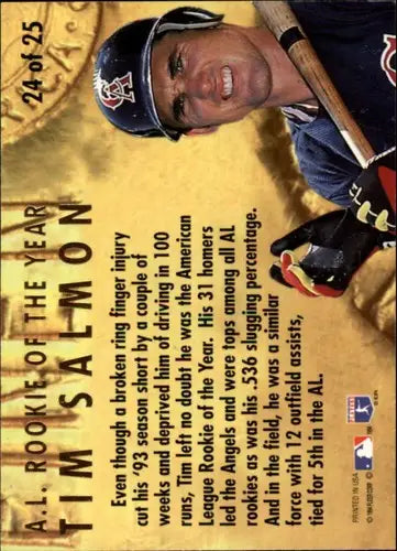 Baseball card featuring Tim Salmon from 1994 Ultra Award Winners series, NM-MT condition