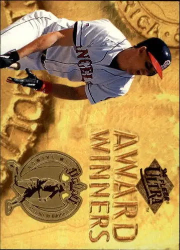 Baseball card featuring Tim Salmon in white Angels uniform from 1994 Ultra Award Winners series