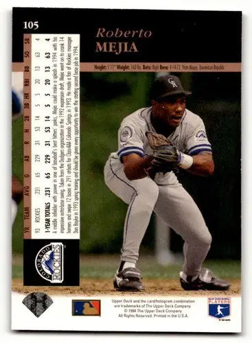 Original gloss 1994 Upper Deck Roberto Mejia Colorado Rockies baseball card