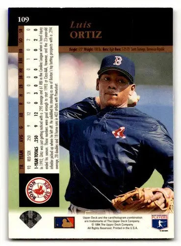 1994 Upper Deck #109 Luis Ortiz Boston Red Sox Baseball Cards EX/NM ID:64425 - Baseball Card Single