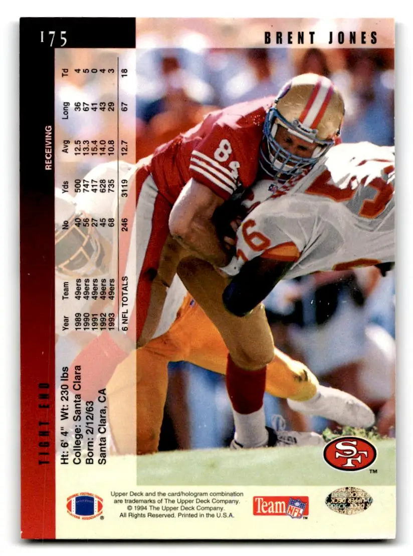 1994 Upper Deck #175 Brent Jones - Football Card Single