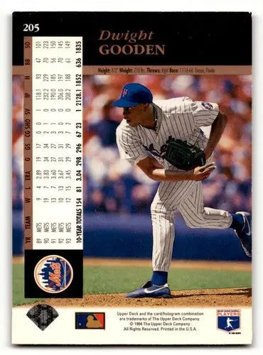 1994 Upper Deck #205 Dwight Gooden New York Mets Baseball Cards EX/N ID:59840 - Baseball Card Single