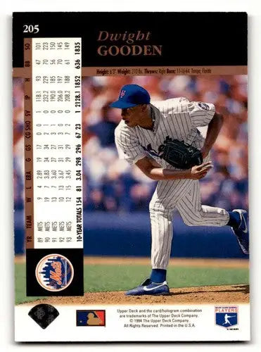 1994 Upper Deck #205 Dwight Gooden New York Mets Baseball Cards EX/N ID:61901 - Baseball Card Single