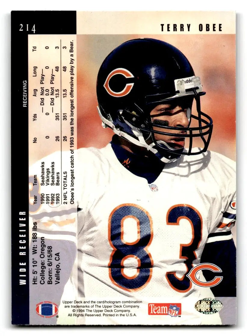 1994 Upper Deck #214 Terry Obee - Football Card Single