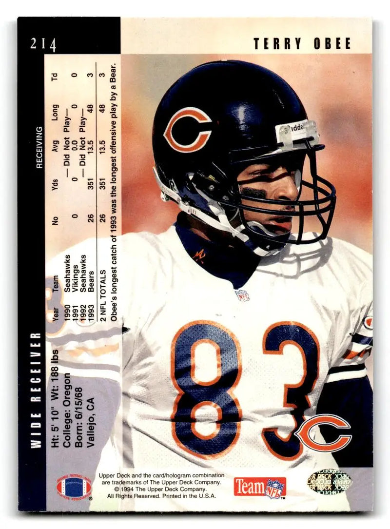 1994 Upper Deck #214 Terry Obee - Football Card Single