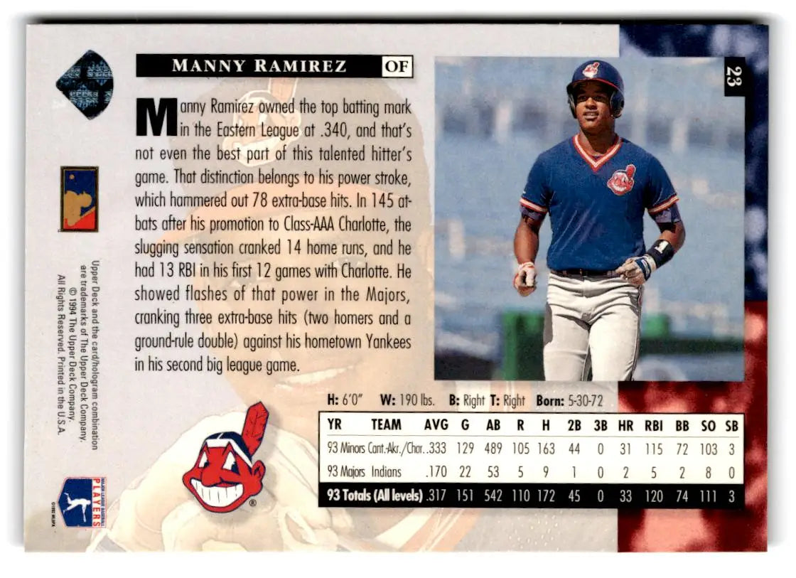 1994 Upper Deck #23 Manny Ramirez - Baseball Card Single
