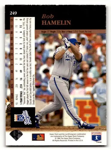 Original gloss Bob Hamelin Kansas City Royals baseball card from 1994 Upper DeckâKansas City Royals collectible