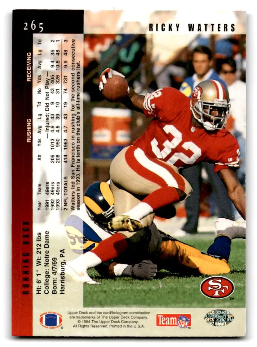 1994 Upper Deck #265 Ricky Watters Electric - Football Card Single