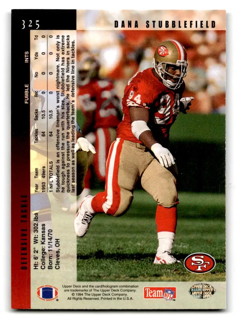1994 Upper Deck #325 Dana Stubblefield Electric - Football Card Single