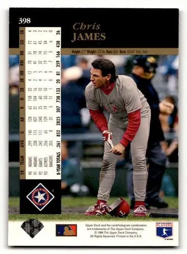 Original gloss Chris James Texas baseball card from 1994 Upper Deck Texas Rangers