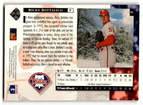 Philadelphia Phillies baseball Ricky Bottalico 1994 Upper Deck card displayed in product ID63240