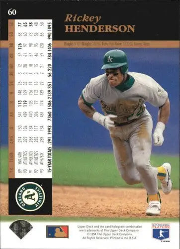 1994 Upper Deck #60 Rickey Henderson NM-MT Athletics ID:13649 - Baseball Card Single