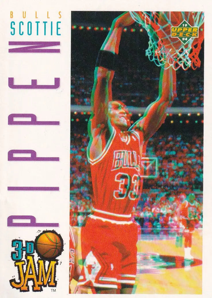 1994 UPPER DECK #93 SCOTTIE PIPPEN 3D SLAM- CHICAGO BULLS - Basketball Card Single