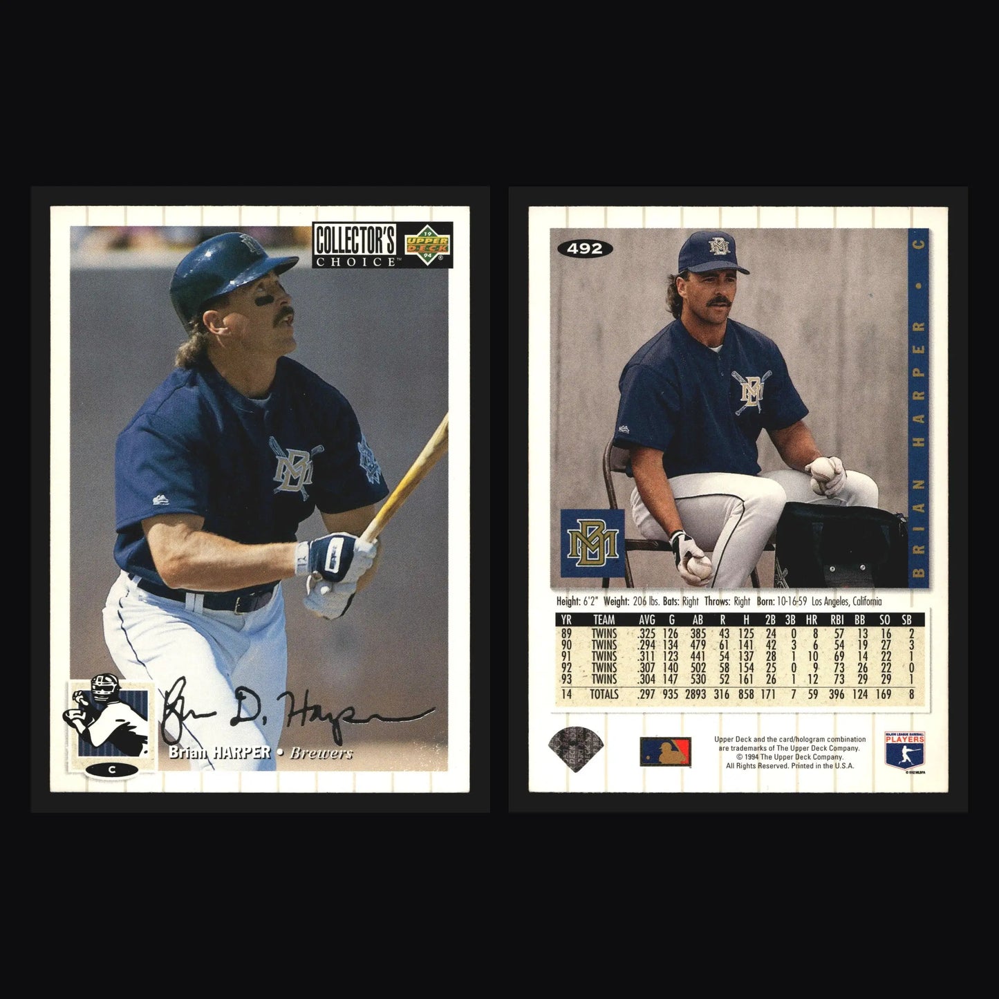 1994 Upper Deck Collector’s Choice #492 Brian Harper Brewers - Baseball Card Single